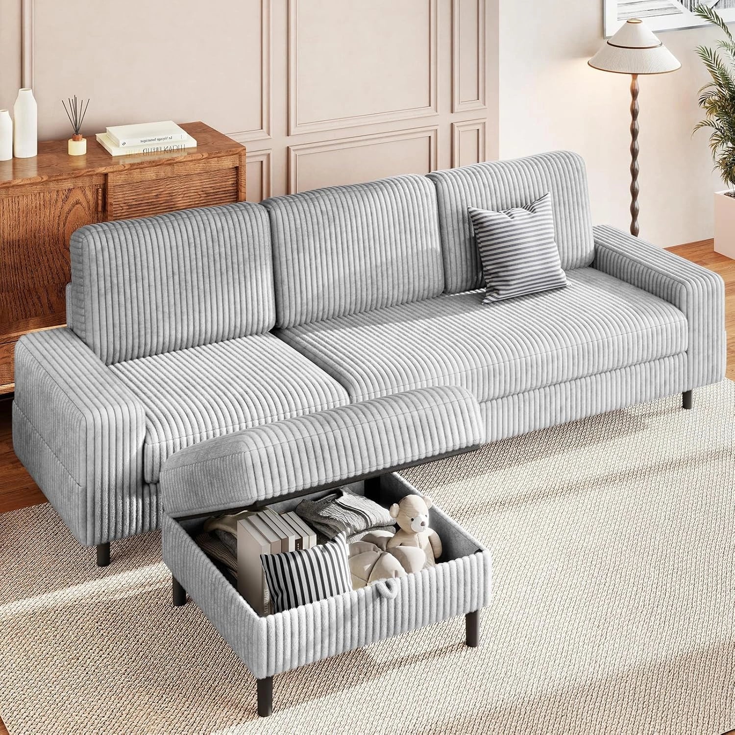 LMJSF08 Corner Sofa 3 Seater Modular Storage L Shaped Sofa