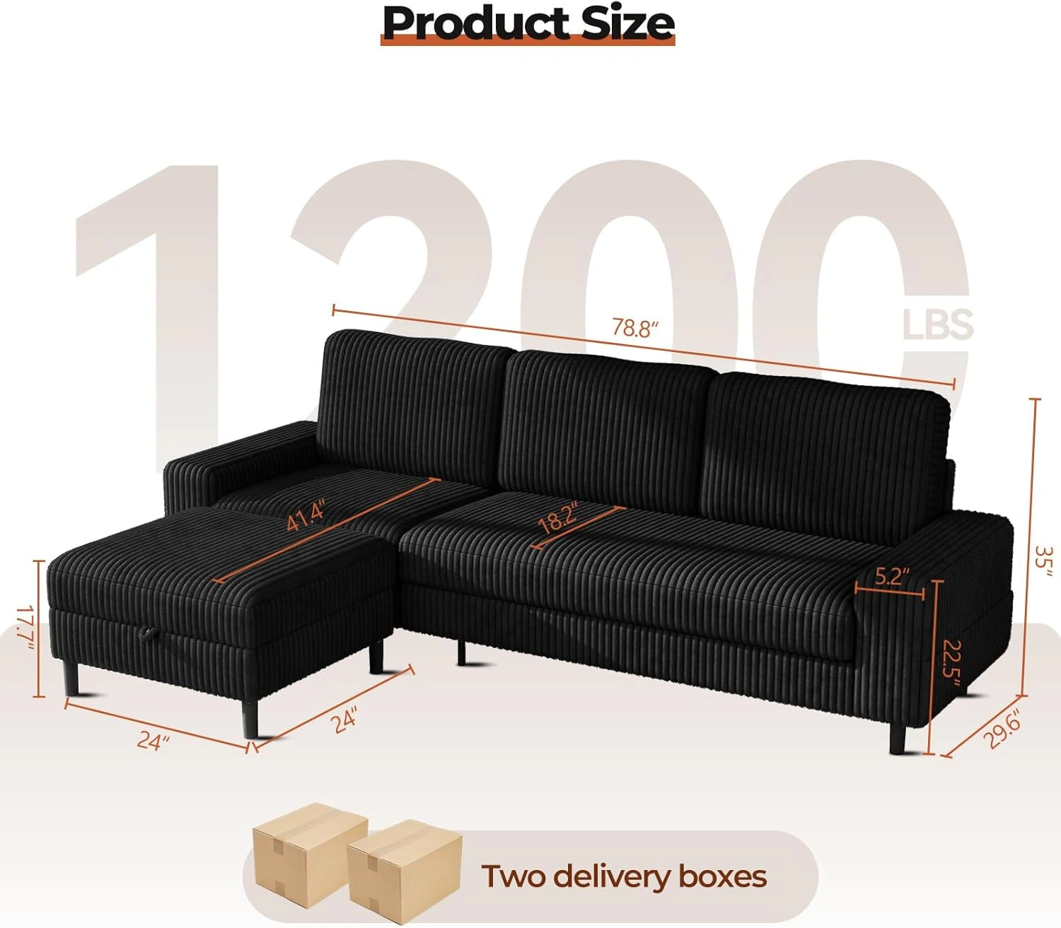 LMJSF08 Corner Sofa 3 Seater Modular Storage L Shaped Sofa