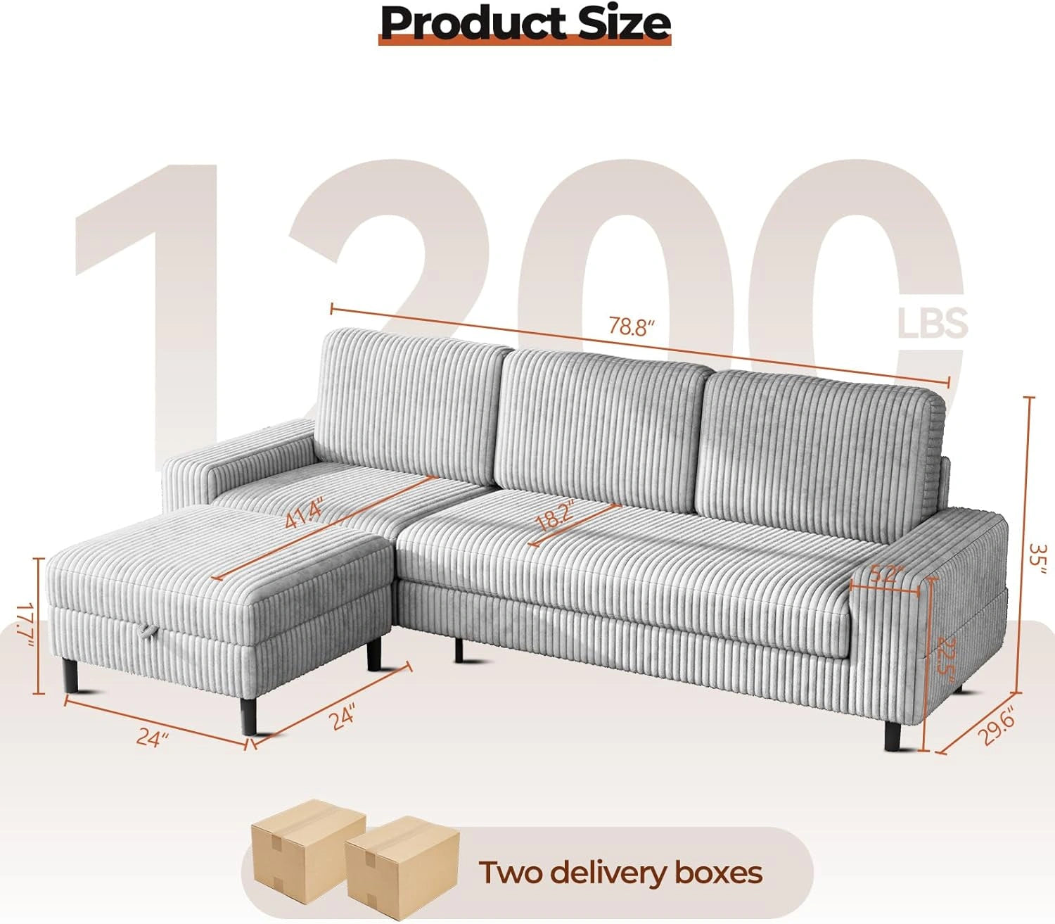 LMJSF08 Corner Sofa 3 Seater Modular Storage L Shaped Sofa