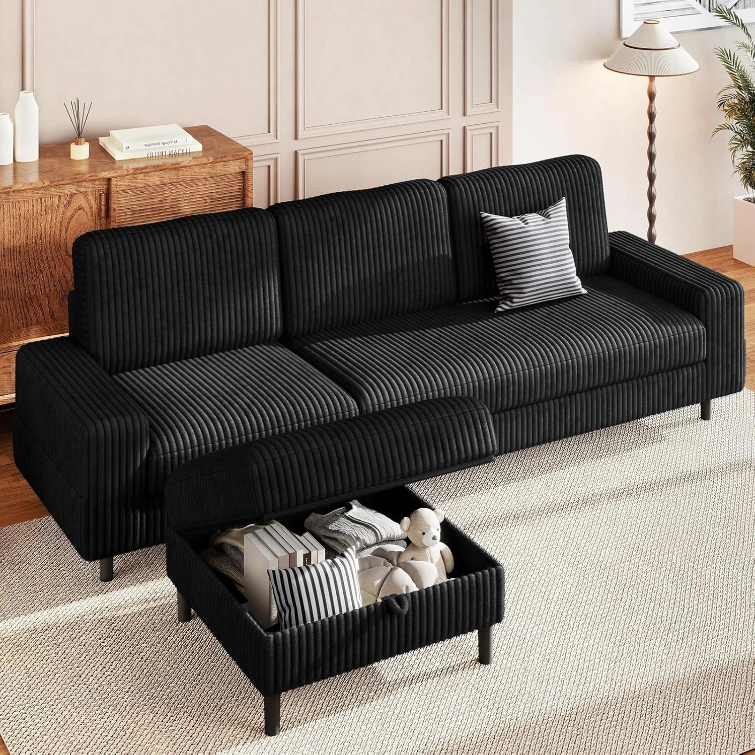 LMJSF08 Corner Sofa 3 Seater Modular Storage L Shaped Sofa