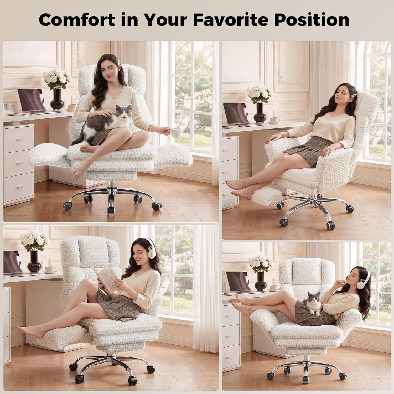 LB01 Office Chair Wide Cross Legged Heavy Duty Desk Chair