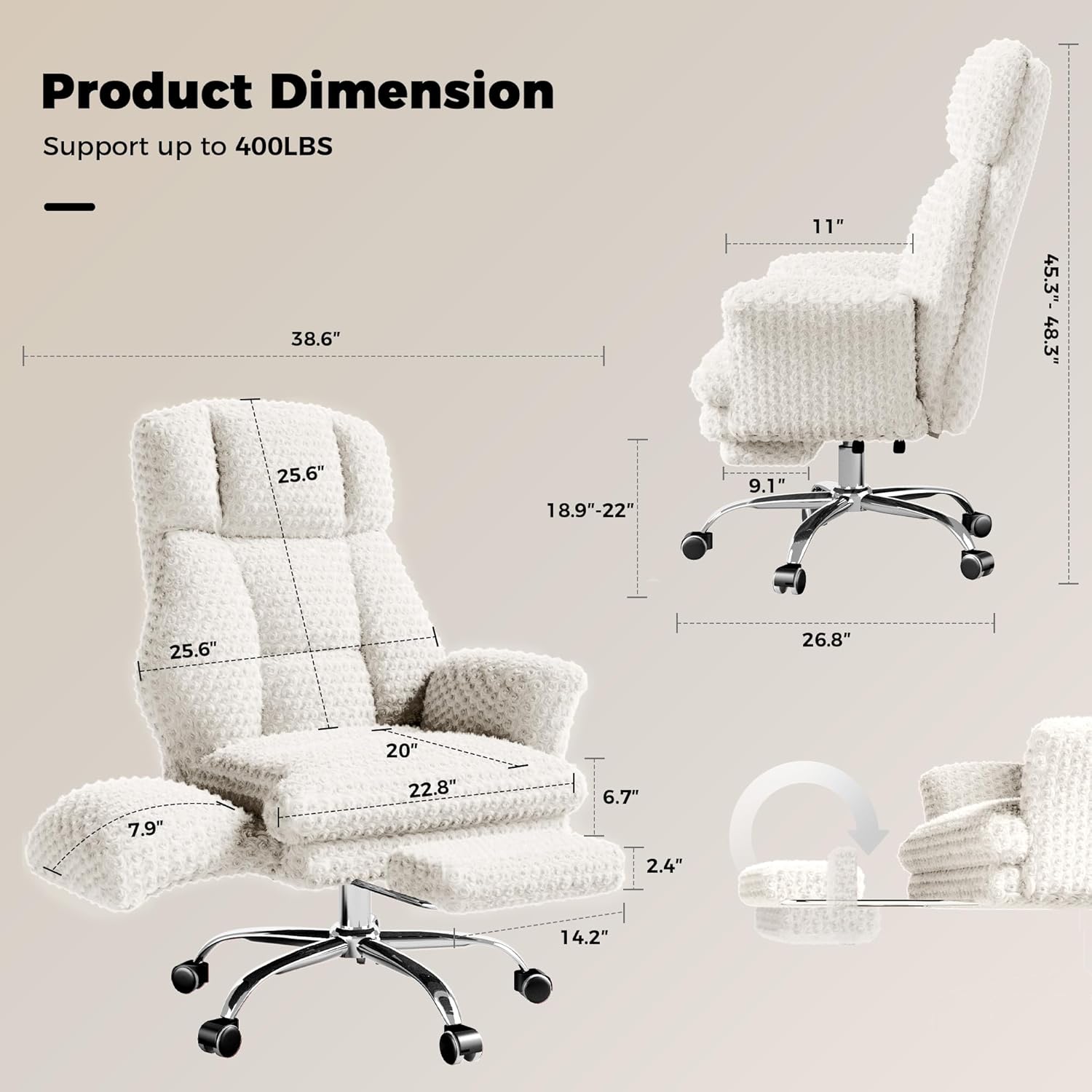 LB01 Office Chair Wide Cross Legged Heavy Duty Desk Chair
