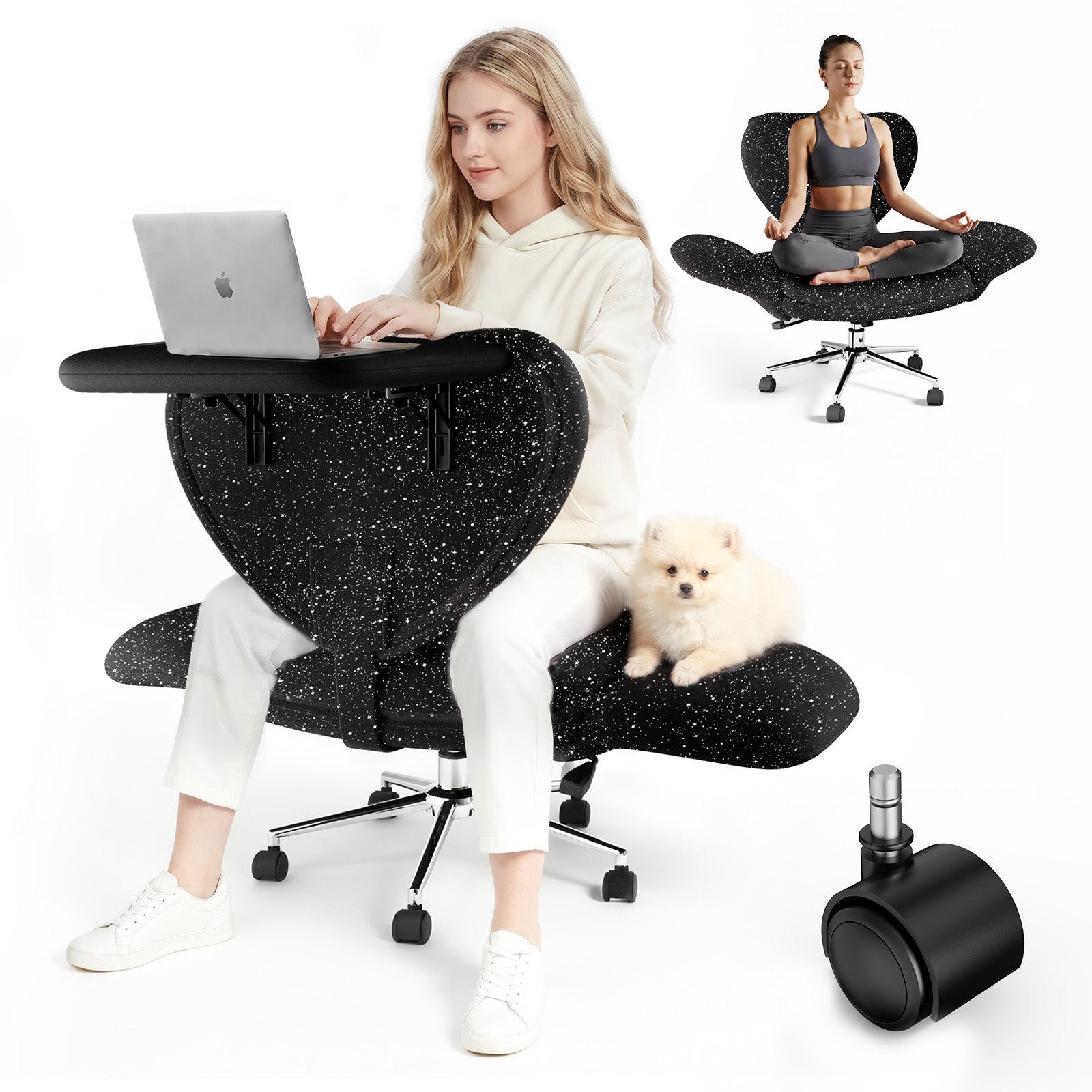 LBGYZ06 Criss Cross Office Chair with Laptop Tray Desk Chair