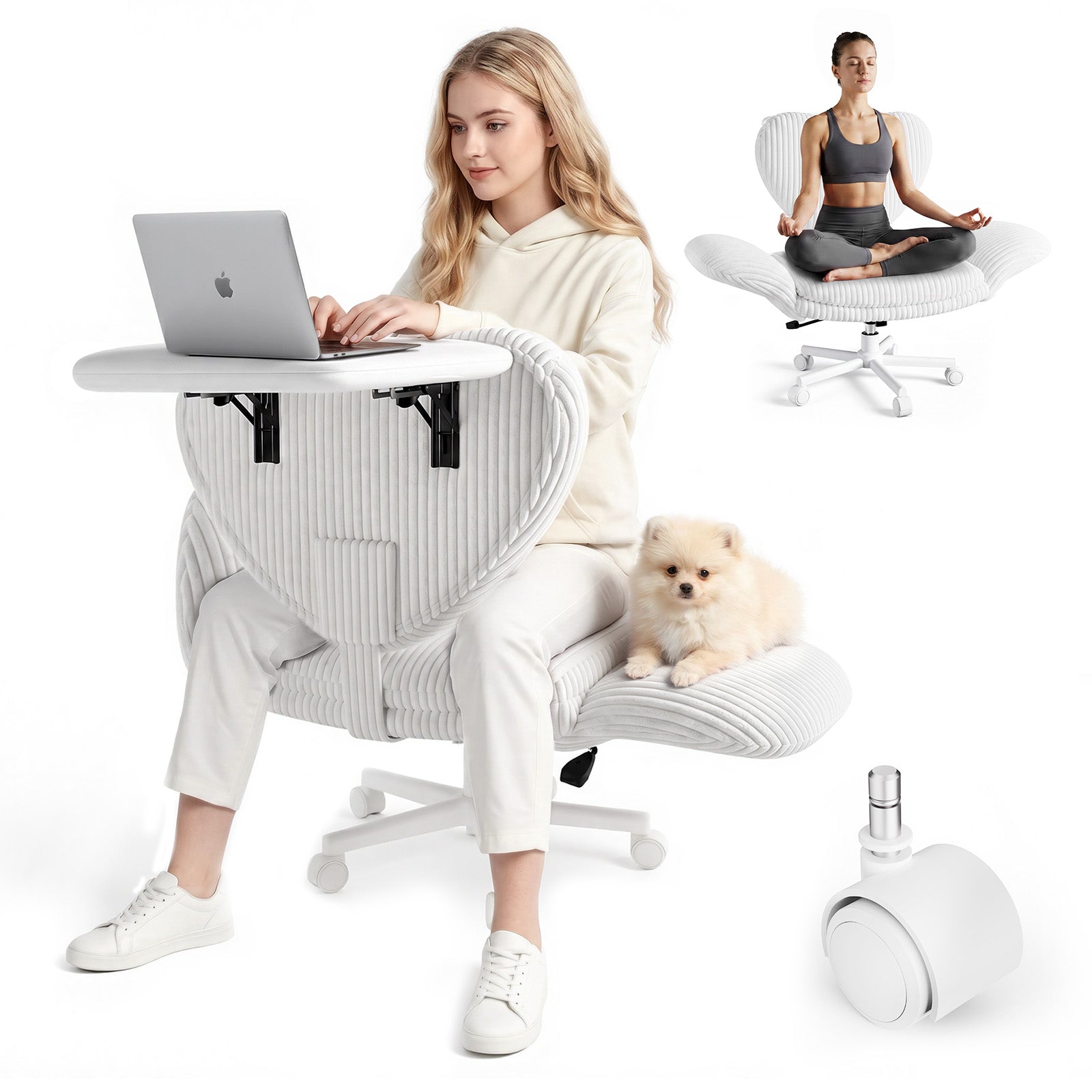 LBGYZ06 Criss Cross Office Chair with Laptop Tray Desk Chair