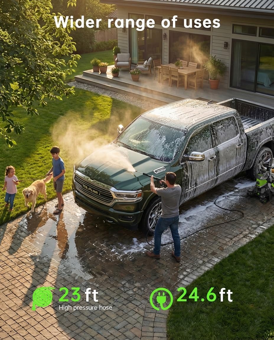 W90 2000W Electric Pressure Washer 345 Bar with Foam Cannon