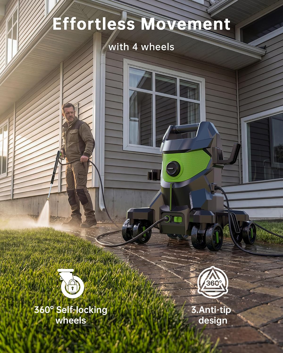 W90 2000W Electric Pressure Washer 345 Bar with Foam Cannon