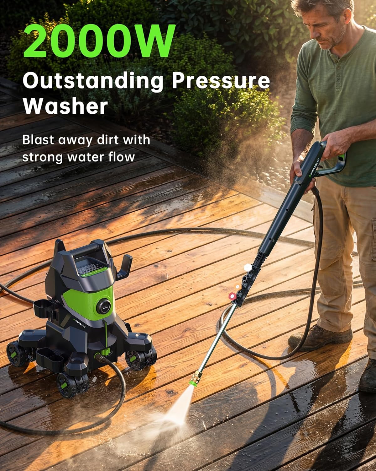 W90 2000W Electric Pressure Washer 345 Bar with Foam Cannon